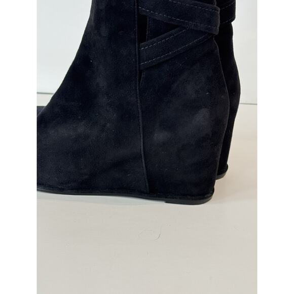 Stuart Weitzman Black Suede Wedge Ankle Boots Size 10 N - Picture 10 of 13